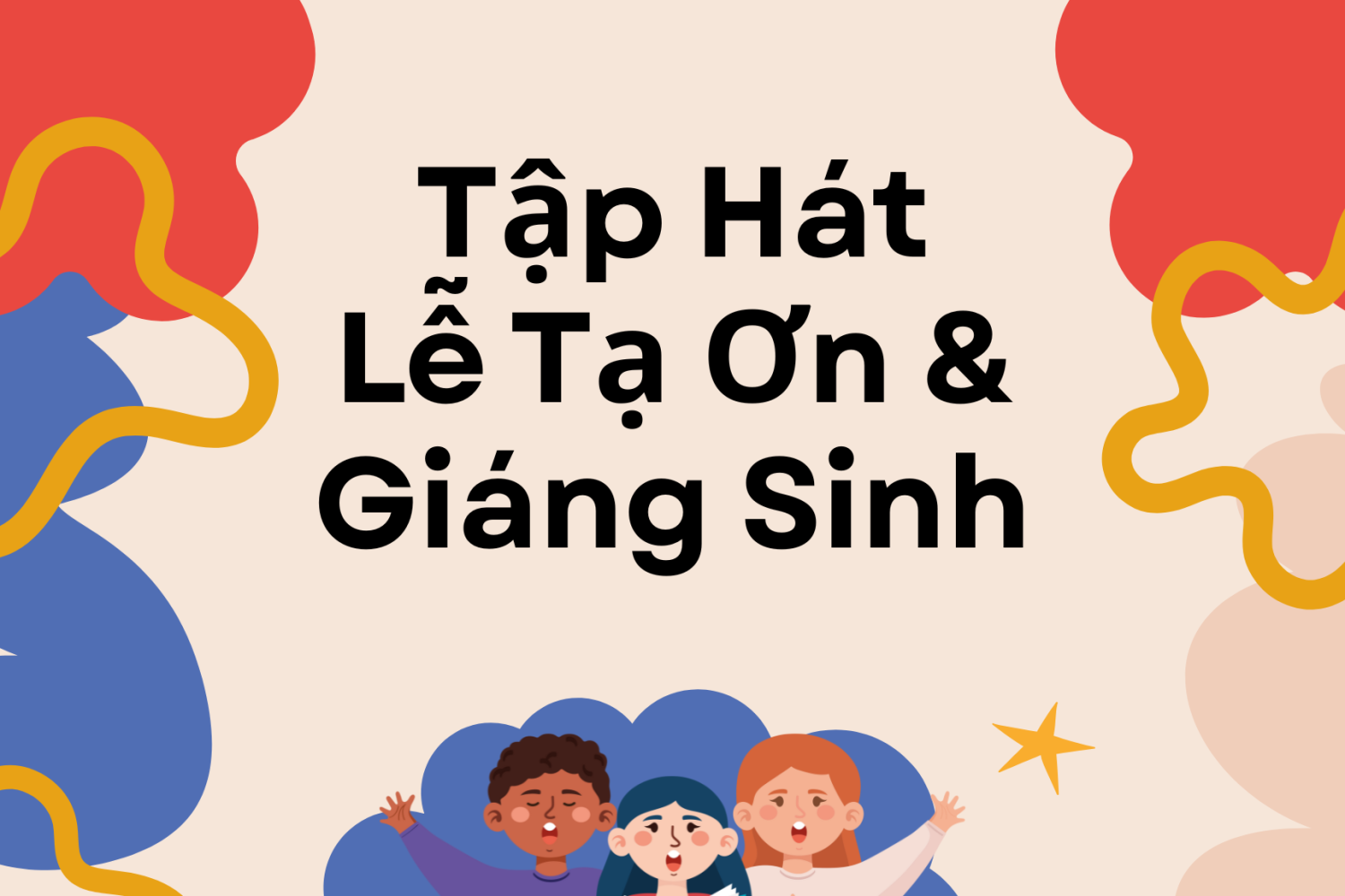 Beige And Blue Playful Illustrative Children Choir Group Poster